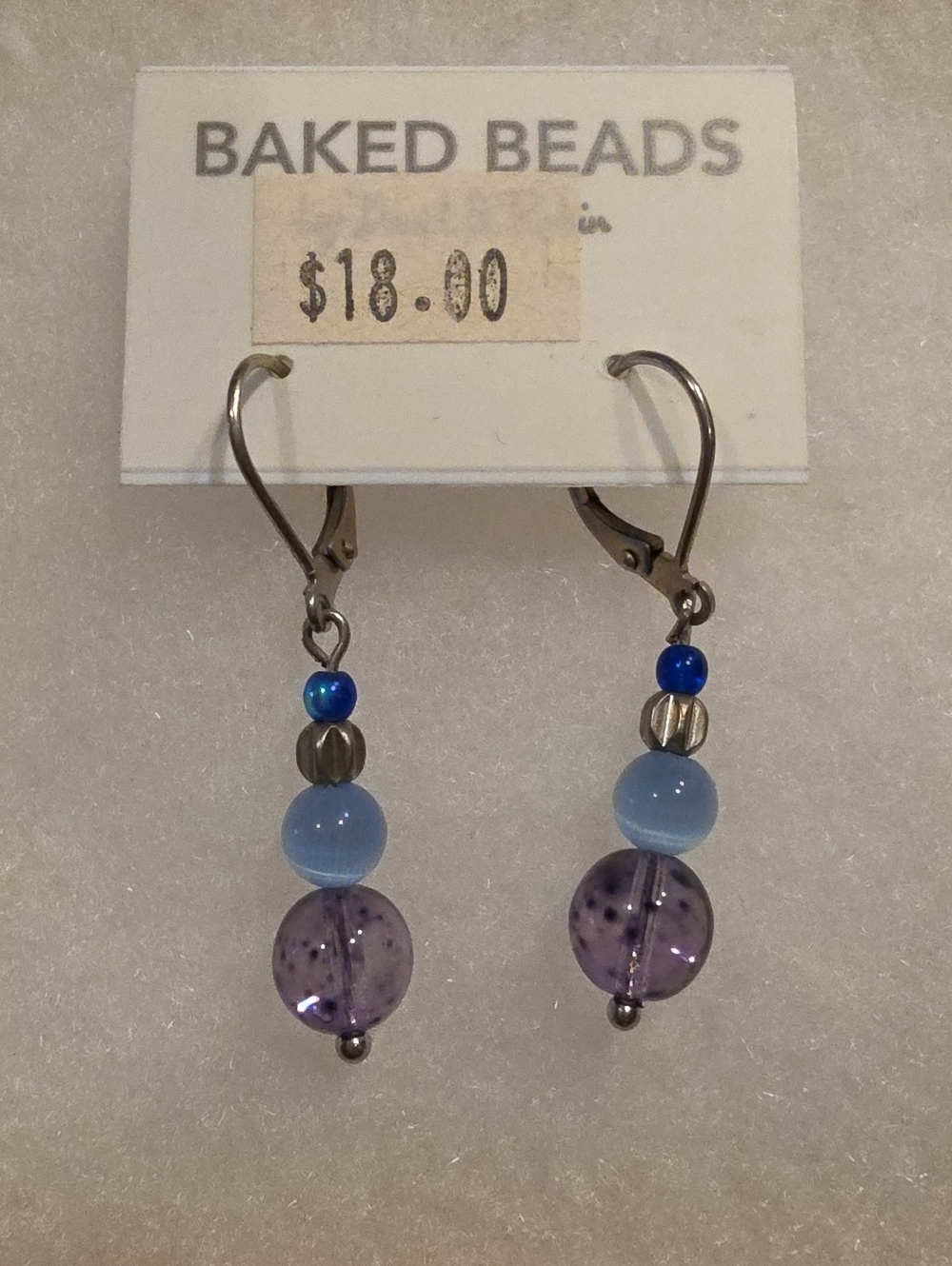 Purple and Blue Glass Drop Earrings